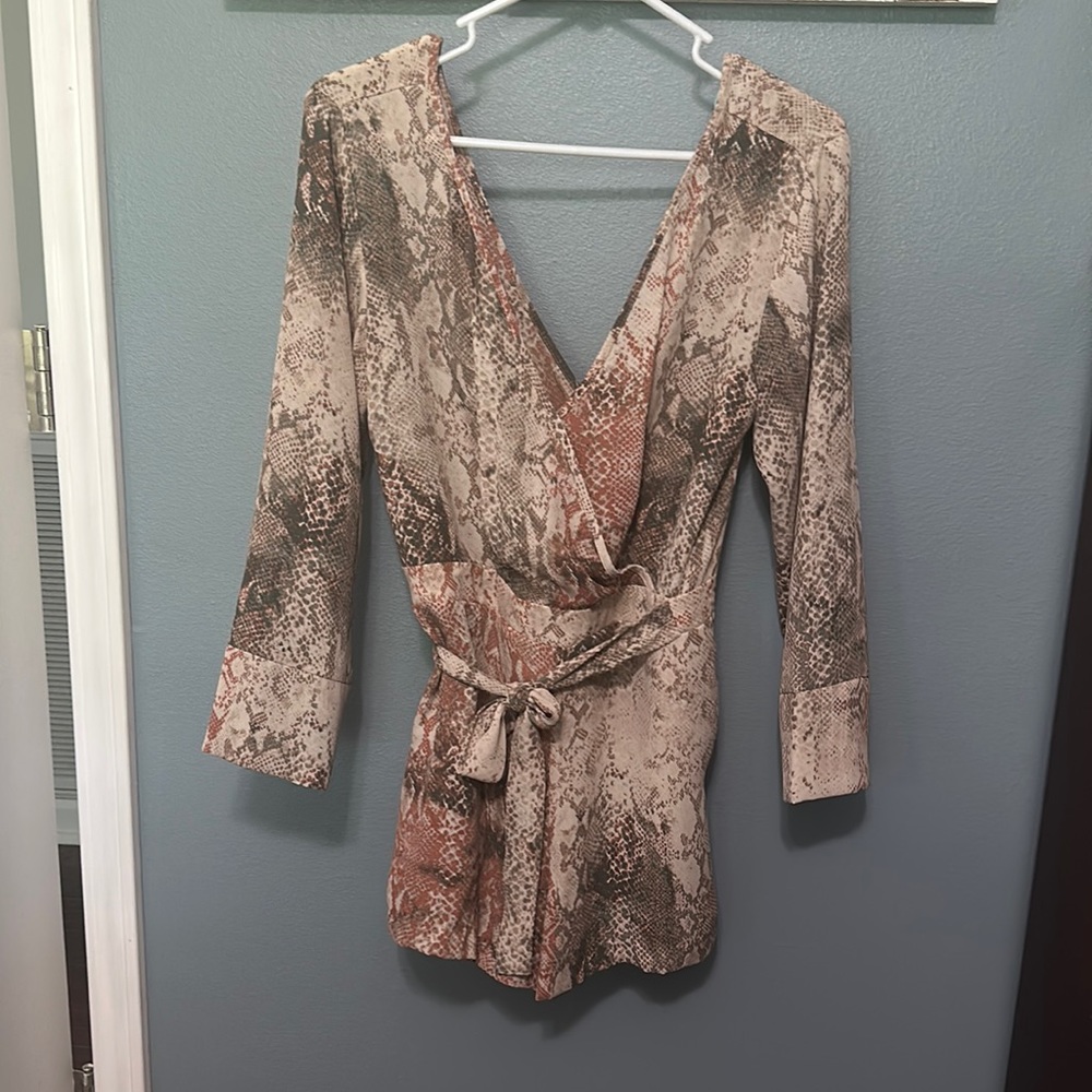 Boutique long sleeve snake print style romper